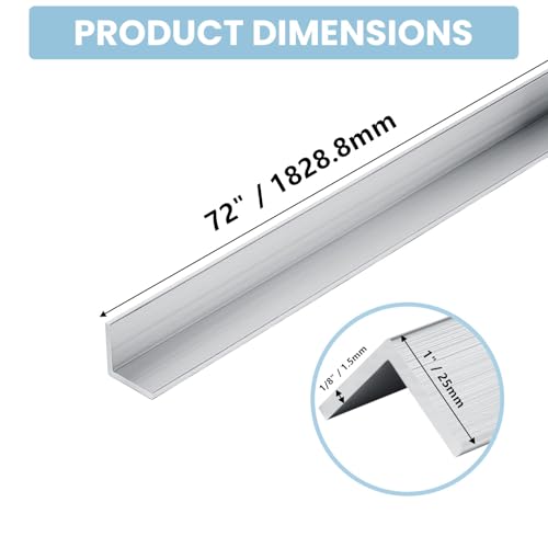 2Pcs Aluminum Angle Stock 6063-72” Long x 1” Wide x 1/8” Thick 2 72" Long X 1" Wide X 1/8" Thick