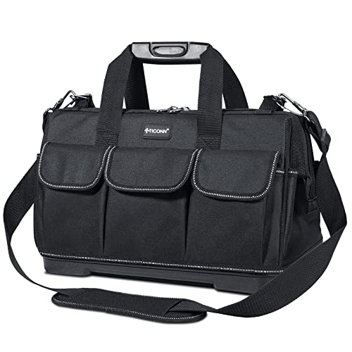 TICONN 16in Tool Bag with Waterproof Molded Bottom+ Tool Pouches with Zipper(9 Pack Combo)