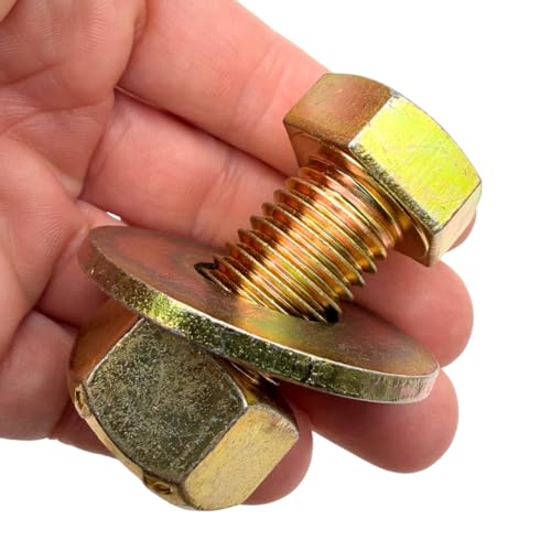 3/4"-10 x 1-1/2" Grade 8 Bolts (4-Pack) – Heavy-Duty Hex Bolts Includes USS Flat Washers & All Metal Prevailing Torque Lock Nuts – High-Strength SAE J429 1.5" Coarse Thread Yellow Zinc Bolts, All-Metal Lock Nuts 4