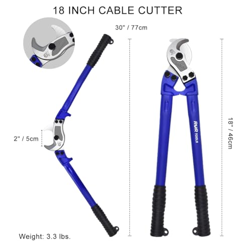 ZrgGea Cable Cutters 18 inch, Industrial-Grade Heavy-Duty Cable Cutter, Forged from T8 Alloy Steel, HRC56, Sharp Cutting. Suitable for Cutting Copper and Aluminum Core Cables, Blue