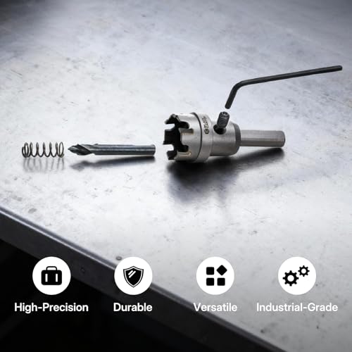 BLACK CANYON 4-1/2" Carbide Hole Cutter, 4.5 Inch Hole Saw Carbide Tipped with 3-Flat Shank – Heavy Duty Spring-Loaded Pilot Bit for Extra-Large Metal Drilling 4-1/2"