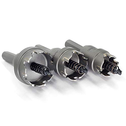 Hole Saw Set 3pcs JESTUOUS 3/8 Inch Shank Diameter 7/8 1-1/8 1-3/8 Cutting Dia TCT Carbide Tipped Tooth Drill Bit for Stainless Steel Metal Wood