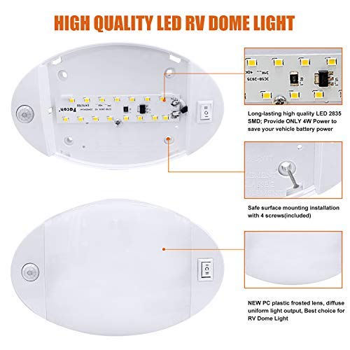 Facon 12V RV Interior Ceiling Light with Switch and Motion Sensor Function, LED RV Puck Light, 12Volts Interior Light for RV Motorhomes Camper Caravan Trailer Boat