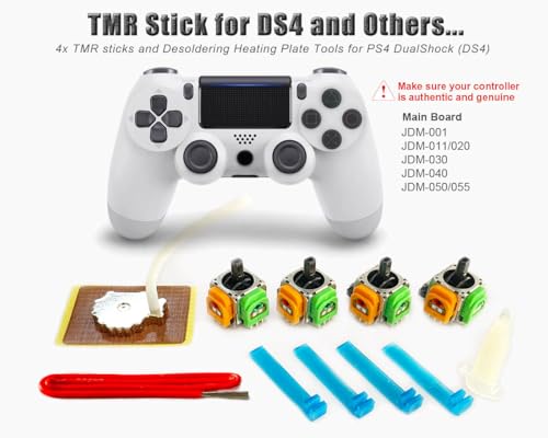 ElecGear 4x TMR Joystick and Desoldering Heating Plate Replacement for PS4 Controller, TMR Hall Control Stick and Solder Brads Repair Tools - (TMR-DS4FU) PS4 and others