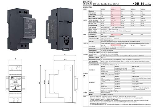 Mean Well Hdr 30 12 Power Supply DIN Rail Single Pack Single