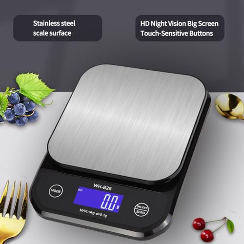 IP67 Waterproof Food Scale, 0.01oz/0.1g High Precision, 11lb/5kg Electronic Cooking Scales, Washable, Stainless Steel Weighing Platform,USB Rechargeable Digital Kitchen Scale for Cooking, Baking, etc