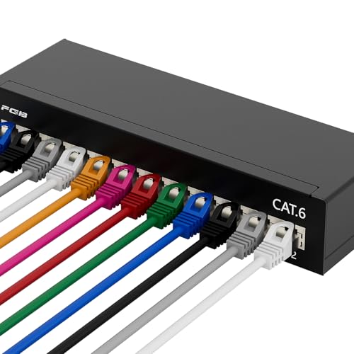 FGB CAT 6 Patch Panel Distribution Panel 12 Port | 12X Shielded RJ45 Socket, Table/Wall Mount/Desktop, STP (Shielded), LSA Distribution Panel, TIA568A TIA568B 12 port - wall mounting
