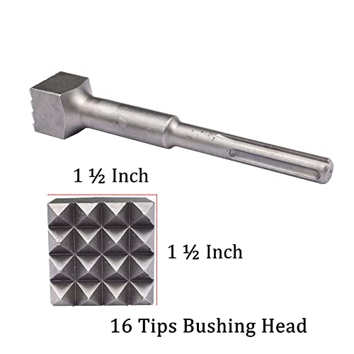 9 1/4 Inch SDS Max Bushing Tool, 1 1/2 Inch 16 Tips Bushing Hammer Head, SDS Max Concrete Bushing Bit for Demoliton Hammer(Big 16 Tips)