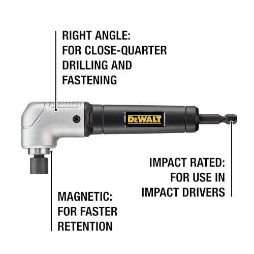 DEWALT Right Angle Attachment, Impact Ready (DWARA120) Black One Size
