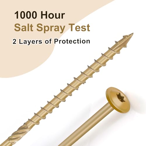 Lag Screws 6 Inch, Structural Wood Screw #14x 6, 50-PCS Heavy Duty Construction Screw, Rust Resistant, Washer Head, Black Coated Exterior Wood (50, Bronze, #14 x 6) #14 x 6"