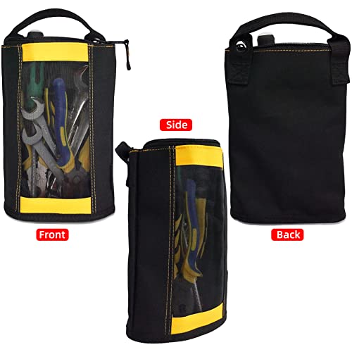 MELOTOUGH Canvas Zipper Tool Pouch Zipper Bag -Fastener bag with Mesh Window and Hanging Grommets(Yellwo 2 & Blue 4)