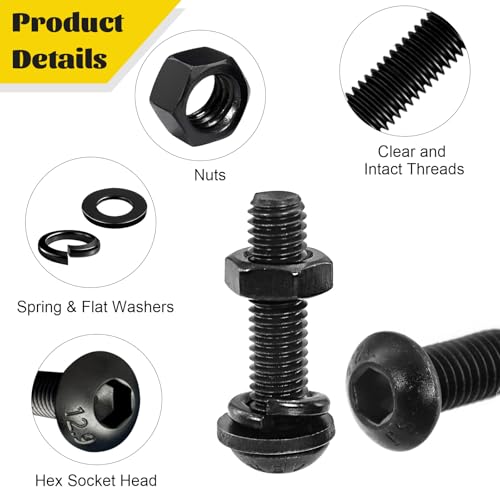560PCS M6 Hex Socket Button Head Bolt Assortment Kit & 490Pcs M4 Hex Socket Head Bolts Assortment Kit with Nuts, Washers