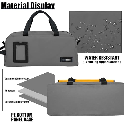 MELOTOUGH 16 Inch Tool Bag Canvas Tool Tote Bags with Zipper Heavy Duty Portable Tool Bag Organizer for Electrician,Plumbing,Technician,HVAC (Black&Red&Grey)