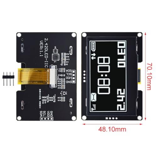 Hailege 2.42 Inch SSD1309 128 x 64 OLED Display Module 2.42 Inch 4-Pin OLED LCD Display Module (IIC White) IIC