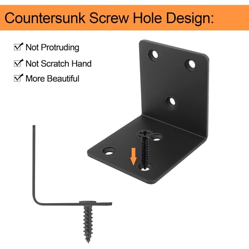 30 Pack Angle Brackets, 1.5" x 1.5" Black Heavy Duty Stainless Steel Corner Brace, L Shaped Shelf Bracket 90 Degree Corner Bracket for Wood Furniture Cabinets Shelves 1.5" x 1.5"