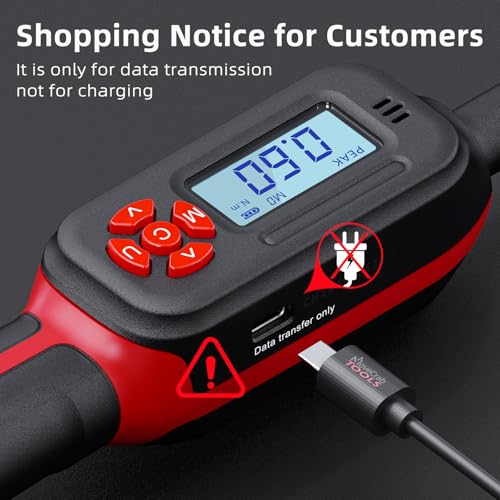 1/4" Digital Torque Wrench, 0.6-12 N.m / 0.4-9 Ft.lb, ±2% Accuracy 1/4" 0.4-9 Ft.lb (0.6-12 N.m) Red