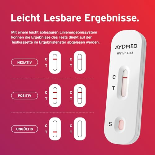 AYDMED HIV Quick Test Kit | HIV Self Test | Human Immunodeficiency Virus Test | Results in 10 Minutes | HIV Test Home Kit for Self Tests for Blood Test for HIV 1/2 | 99.6% Accuracy 1 Packung