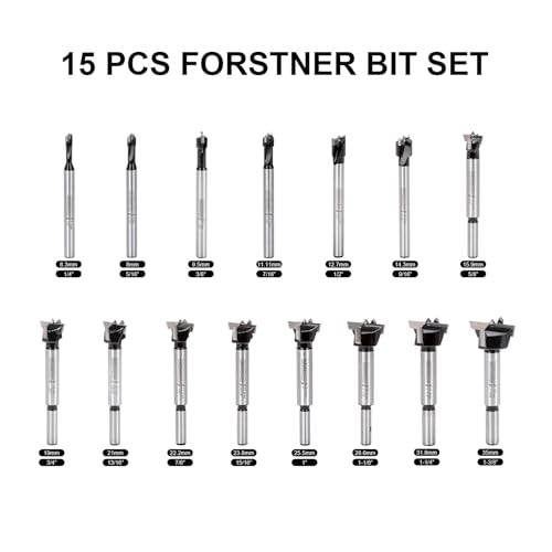 Mollom 15Pcs Carbide Forstner Drill Bit Set (6.3-35mm) 15Pcs | 6.3-35mm