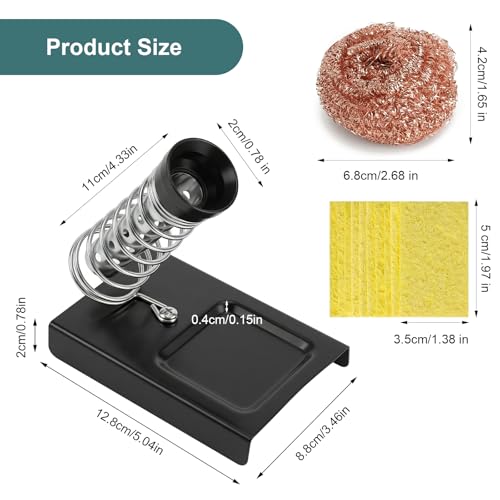 Soldering Iron Stand Soldering Iron Stand with Cleaning Sponge 10 Pieces and 1 Piece Brass Wool for PCB Electronics Repair DIY Workshop