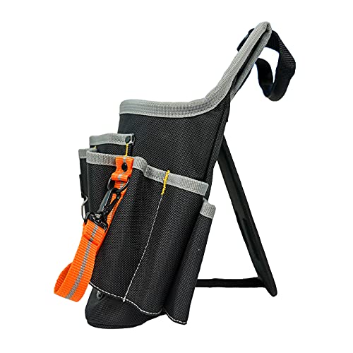 Melo Tough Professional Electrician Tool Pouch Shoulder Tool Carrier with Multiple Pockets + Tool Web Work Belt Buckle 2" inch Wide Belt Black Simple Style