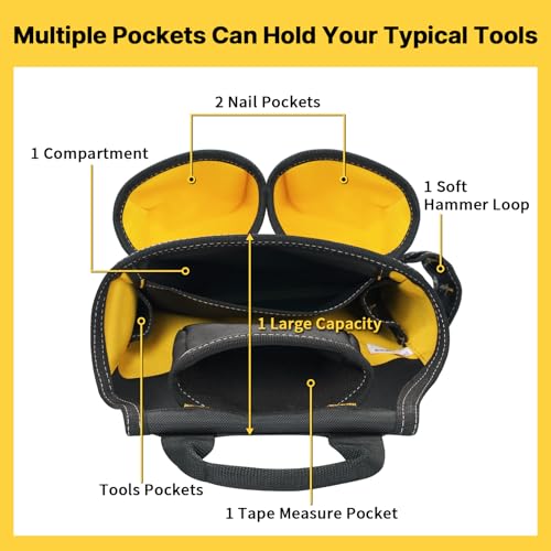 2pcs Zip Tie Holder,Electrician Tool Pouch with Belt,13 Pocket-Tool Bag