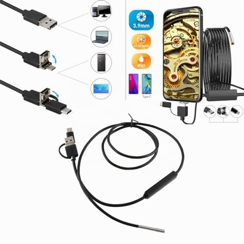 USB Endoscope Camera 1280x720 HD 3.9mm Lens 6 LED Tube Inspection Compatible with Smartphones 1 Meter Soft Wire