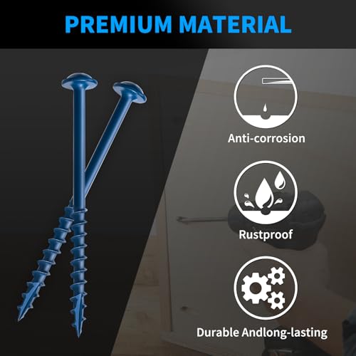 Pocket Hole Screws #8 X 1-1/4", 600 PCS and #8 X 2-1/2", 325 PCS Zinc Coated Pocket Hole Screws for Outdoor, Square Drive, 150MM Drive Bit Included