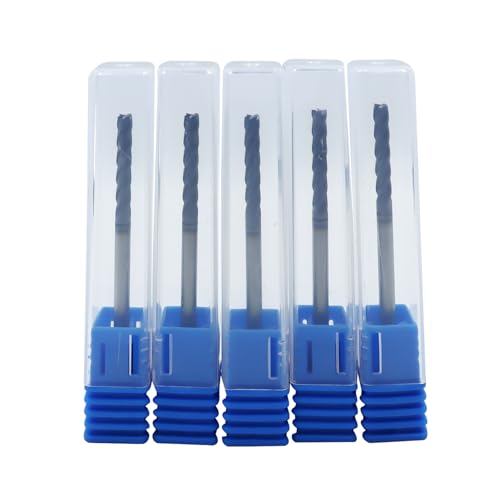 5Pcs 1/8in Solid Carbide Long End Mills, 4 Flute, 30 Degree Helix 5