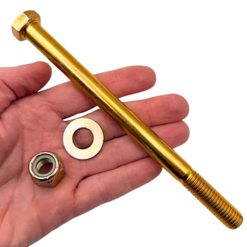 1/2"-13 x 7 Grade 8 Hex Bolts (4-Pack) with Washers and Nuts SAE J429 High-Strength Coarse Thread Fasteners for OEM, MRO & Industrial Applications | 7.0" Yellow Zinc Plated Bolts, Washers, Nuts 4