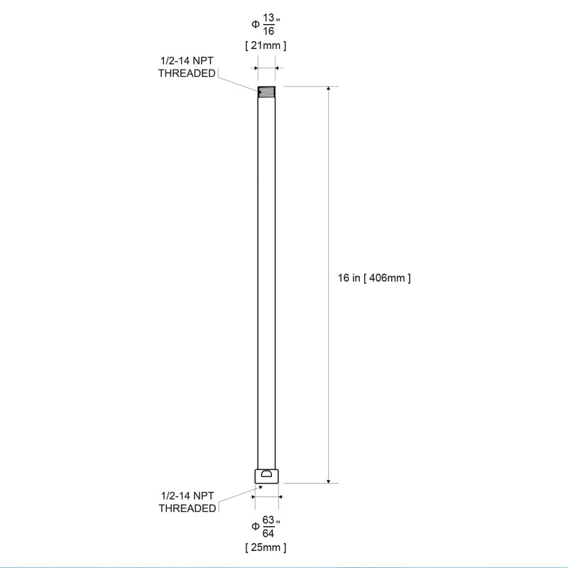 OFFO Shower Head Extension Arm, 16 in Shower Arm Extension Shower Head Extender Made of 305 Stainless Steel Shower Pipe Extension, Matte Black