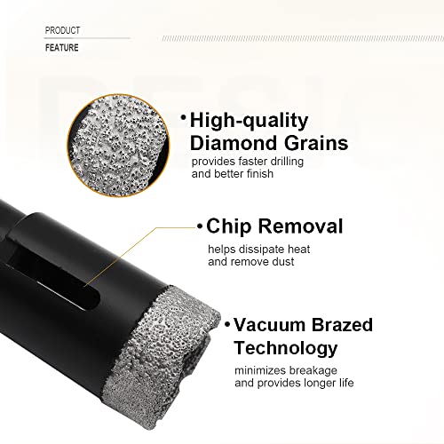 SHDIATOOL Dry Diamond Polishing Pads 4 Inch Set and Core Drill Bits 1-3/8 Inch