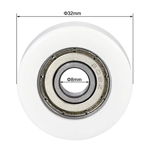 sourcing map 608ZZ Ball Bearing Guide Pulley Roller Round Wheel 8x32x12mm Double Metal Shielded (GCr15) Chrome Steel Bearings 4pcs