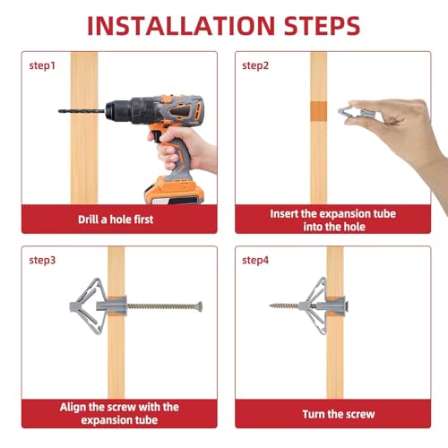 838-Piece Value Combo Set Plastic Drywall Anchor kit with Screws and Petal nut Expansion nut mounts, 11 Sizes Total Plus Screw tweezer Tool Set 11-Sizes Value Drywall Anchors Gray/Copper/White/Orange/Green/Silver（11-Sizes） 838