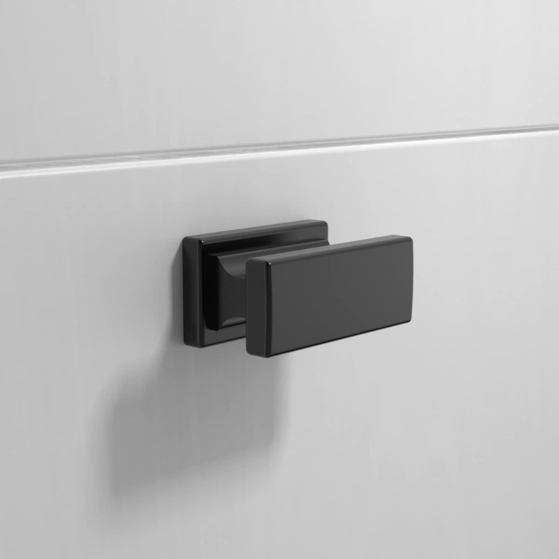 Amerdeco 10 Pack Matte Black Cabinet Knobs 1.46 Inch(37mm) Single Hole Cabinet Handles Rectangle Dresser Knobs Drawer Knobs and Pulls for Bathroom Cabinets 1.46"/37MM