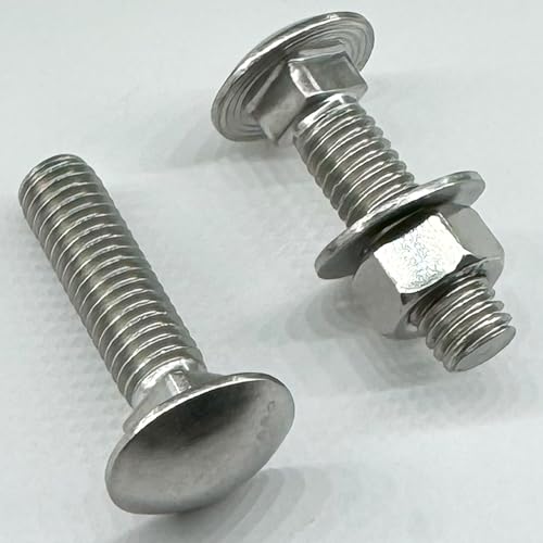 (25) 3/8-16 x 1.5”- 304 (18-8) Grade Stainless Steel Carriage Bolts Screws Dome Head Nuts & Washers Included for Trailer Deck Floors headboards-Rust Resistant by BRAUNY BOY- Qty (25) 25 Pack