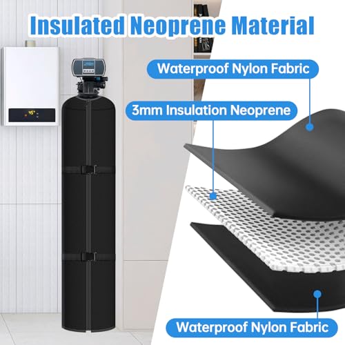 Neoprene Water Softener Tank Jacket Prevents Sweating, 12''D x 52''H, Black