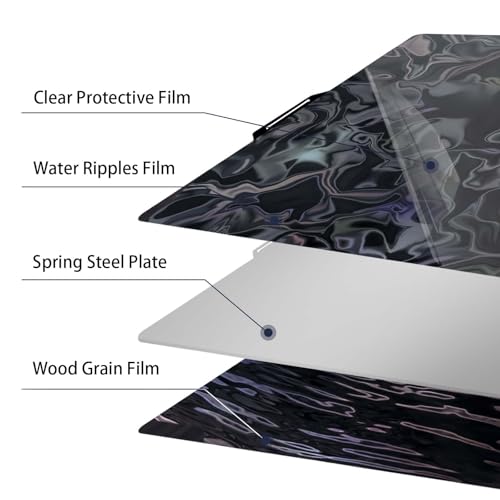 IdeaFormer Double Side PER Smooth Water Ripple + Smooth Wood Grain Patterns Build Plate 257x257mm Flexible Spring Steel Plate Platform for Bambu Lab X1/X1C/X1E/P1P/P1S/A1 3D Printer PER (Water Ripples+Wood Grain)