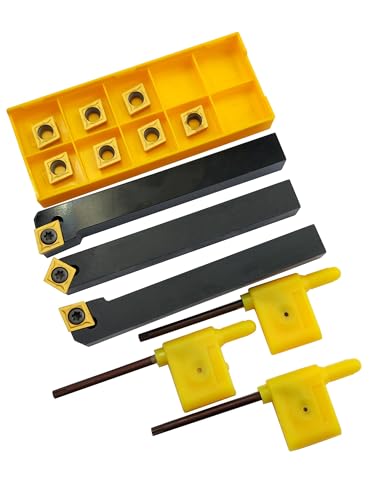 1/2 Inch Turning Chisel 12 mm SCLCR1212H09 + SCLCL1212H09 + SCMCN1212H09 Turning Chisel CNC Lathe Excircle Lathe Tool Holder Set and 10 Pieces CCMT09T304 / CCMT32.51 Indexable Carbide Lathe Turning 1/2 Inch