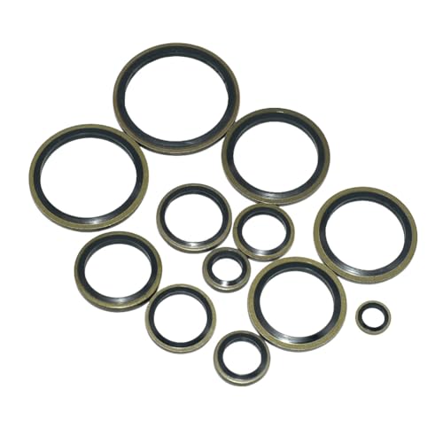VARMHUS 378PCS Metal Bonded Sealing Washer Kit, Self-Centering Gasket Assortment for Automotive, M6 to M30 (12 Sizes)