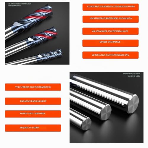 Carbide End Mill 3 mm, 4 Teeth / 4 Cutting Edges, AlTiN Black Coating CNC Milling Cutter, Solid Carbide Milling Cutter for Metal, Wood, Acrylic, Plastic 3mm-5 Stücke