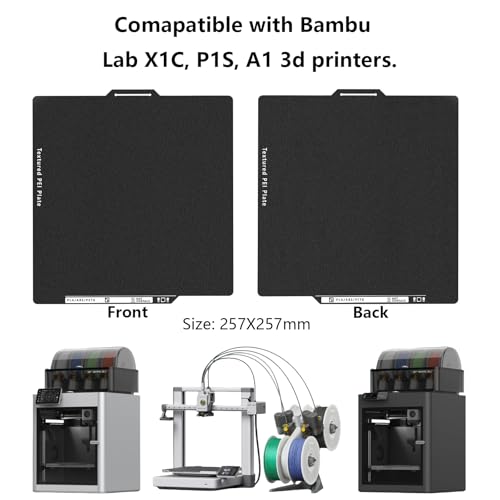 X1C, P1P, P1S, P2S PEI Build Plate, 3D Printer Double Sided Black Textrued PEI Platform with Identification Code for Bambu Lab P1/X1 Series, A1 257x257mm Black PEI