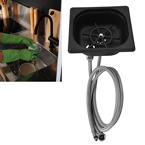 Glass Rinser Stainless Steel Automatic Cup Washer Cleaner for Bar Pub Restaurant Coffee Shop Hotel (Black) Black