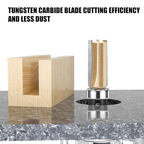 3-Flute Bottom Bearing Flush Trim Bit Set 1/4" 4PC 15/32"-1-1/2" Inches