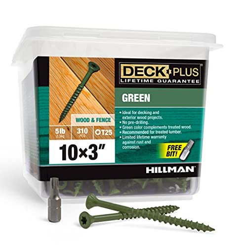 Deck Plus Deck Screws, #10 x 3 Self Drilling, Green, 5 lb & Deck Plus Wood Screws, Brown, 4" x #10, 5 lb