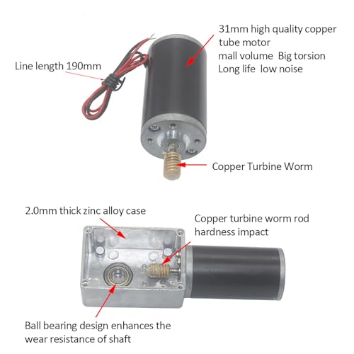 High Torque 12V Gear Motor, 8mm Shaft Low Noise Metal Electric Speed Reduction Motor for Curtain Machines Smart Devices