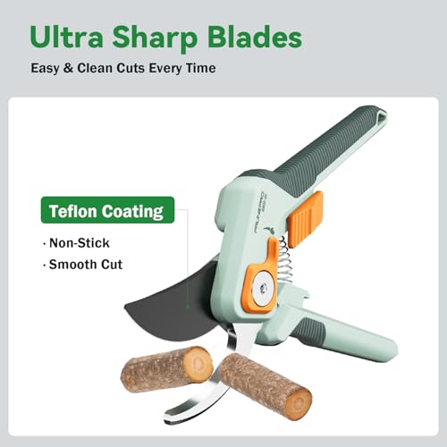 PrunePro Pruning Shears & Loppers for Branch Cutting Professional Bypass Hand Pruner Limb Cutter Sharp Stainless Steel Blade with Non-Stick Teflon Coating
