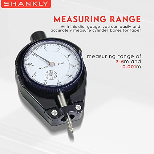 Dial Bore Gauge 0.001m, Deep Engine Hole Cylinder Measurement Inside Micrometer Gage Cylinder Tool Kit, 2m to 6m Comes with Carrying Case for Bore Measure