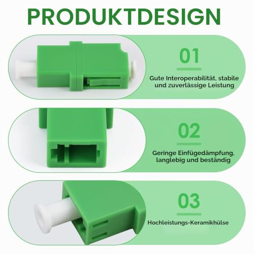Fibre Optic Adapter LC/APC Female, Fibre Optic Coupling LC/APC Female Single Mode, Fibre Interface Conversion for FTTH FTTx, Pack of 6