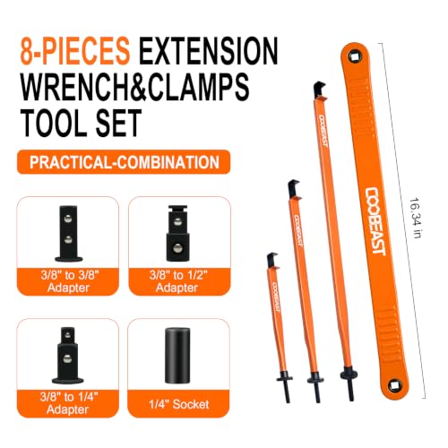 8 Pcs Pro Offset Extension Wrench Set 16.34" with Extension Clamps Tool