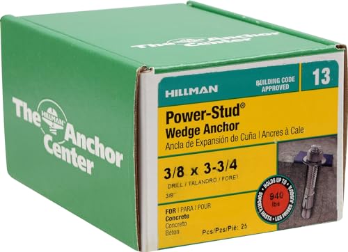 Hillman Wedge Anchor Zinc 3/8 Inch" x 3-3/4 Inch" 25 Pack 370985